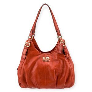 COACH VINTAGE PERSIMMON MADISON MAGGIE HOBO SHOULDER BAG & DUST BAG  EUC